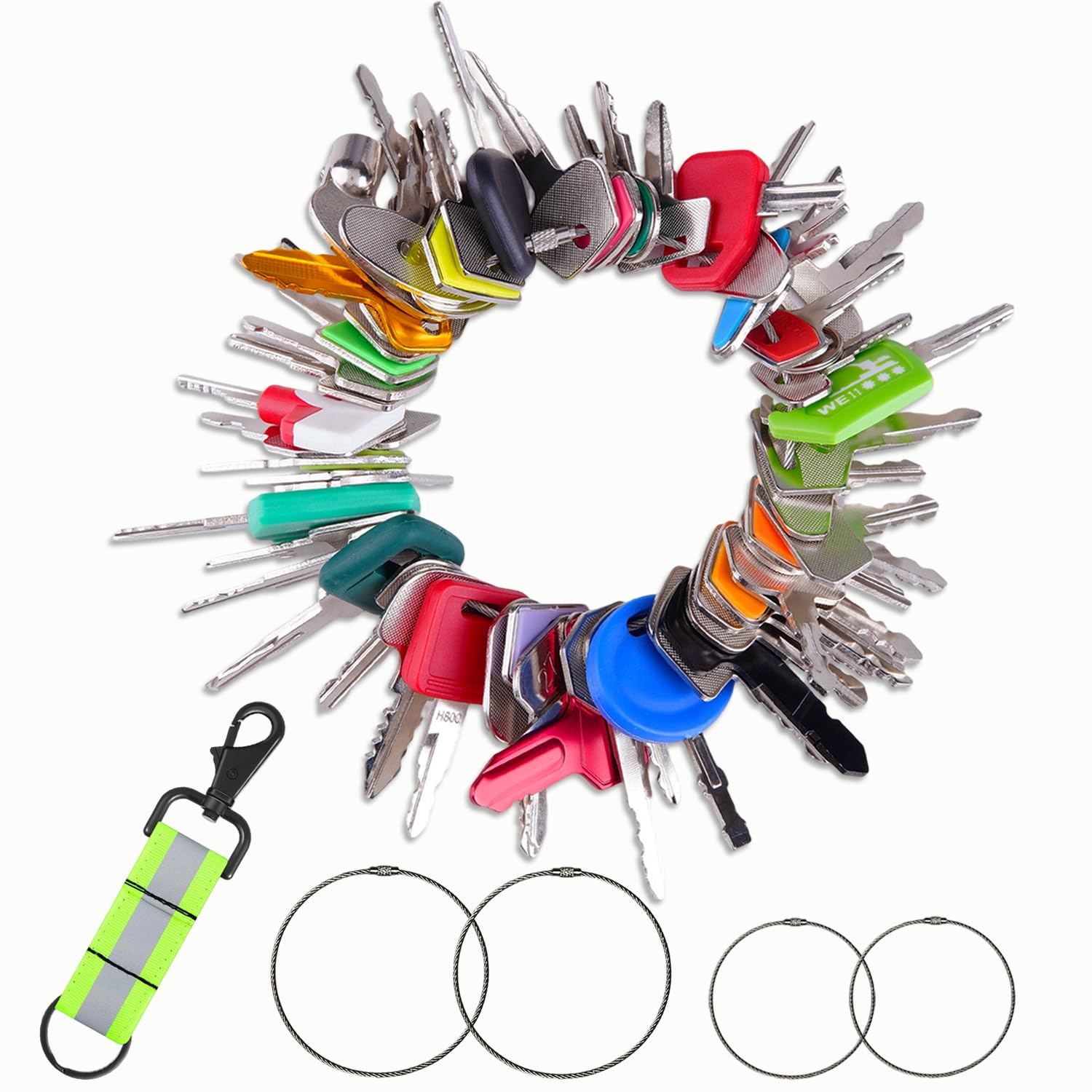 60 Construction Equipment Machinery Operator Key Set, Heavy Equipment Master Keys Set for CAT Catrepillar John Deere JCB Hyster Komatsu Kubota Takeuchi Volvo Yanmar Hitachi